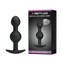 Анальна пробка PRETTY LOVE Heavy Balls Plug, з кулькою всередині, чорна, 22 мм