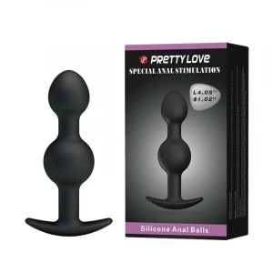 Анальная пробка PRETTY LOVE Heavy Balls Plug, с шариком внутри, чёрная, 22 мм