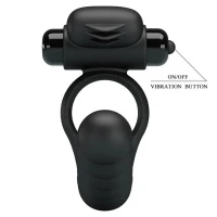 Насадка для двойного проникновения с виброкольцом PRETTY LOVE Hercules Penis Sheath III, с анальным стимулятором, чёрная, 11,6 см — фото 5