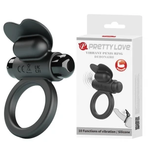 Эрекционное кольцо с вибрацией PRETTY LOVE/BAILE Vibrant Penis Ring Debonaire, чёрное, 35 мм