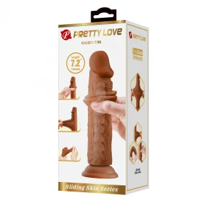 Фаллоимитатор PRETTY LOVE QUENTIN Sliding Skin Series, с присоской, гнущийся, телесный, 7.2