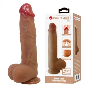 Фалоімітатор PRETTY LOVE Orton, з мошонкою, тілесний, 9.2