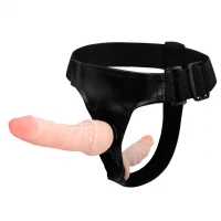 Подвійний страпон Pretty Love Ultra Female Harness, з двома фалоімітаторами з CyberSkin, 16,5 см