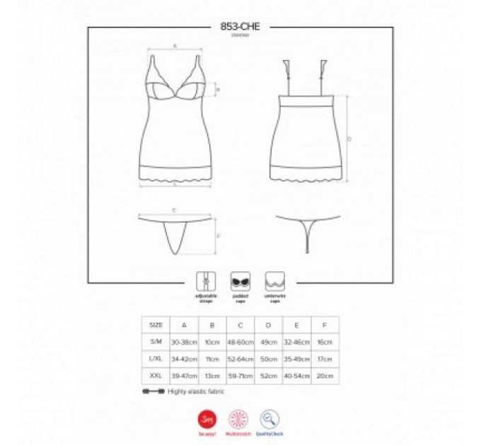 Боді 853-CHE-3 chemise thong red S / M