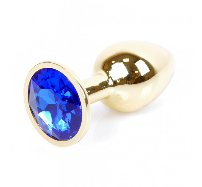 Анальная пробка с камнем Plug-Jewellery Gold PLUG- Dark Blue S