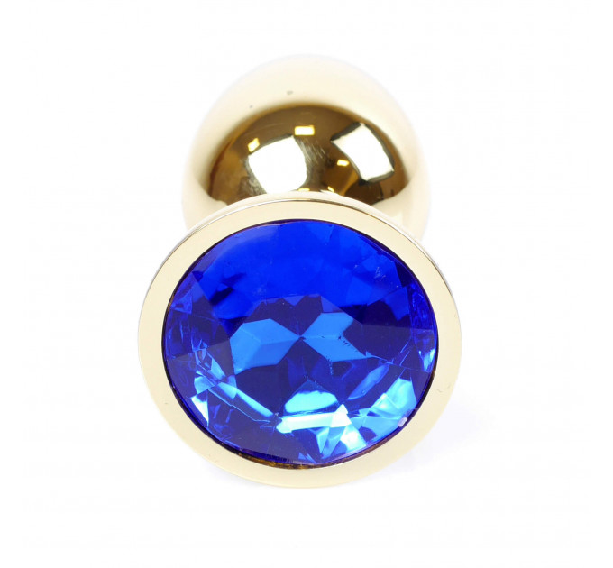 Анальная пробка с камнем Plug-Jewellery Gold PLUG- Dark Blue S