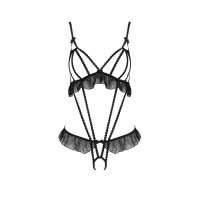Боди с оборками и открытым доступом LEILA BODY black S/M - Passion