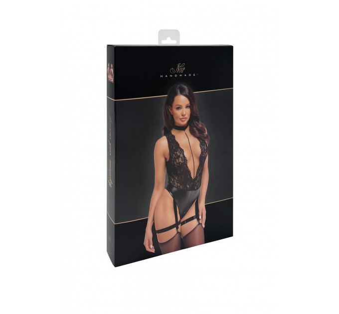 Боді сексуальне з глибоким декольте Libido F297 від Noir Handmade, чорне, розмір М