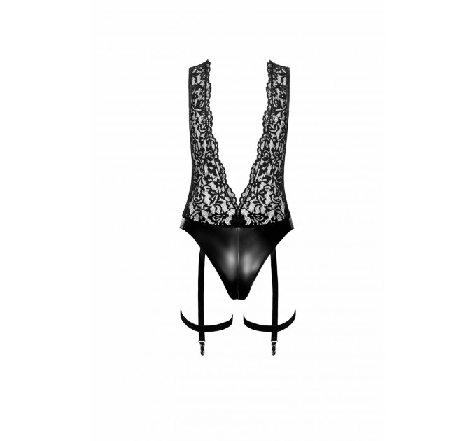 Боді сексуальне з глибоким декольте Libido F297 від Noir Handmade, чорне, розмір М