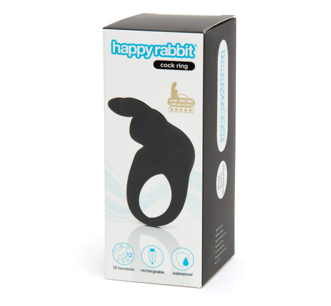 Эрекционное Перезаряжаемое кольцо для члена Happy Rabbit, черное