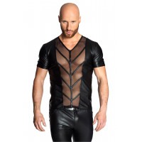 Футболка мужская со вставками сетки посредине Noir Handmade H029 черная, S