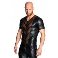 Футболка чоловіча із вставками сітки посередині Noir Handmade H029 чорна, S