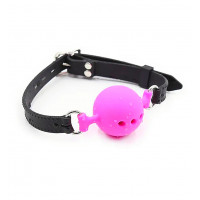Кляп-кулька DS Fetish з трьома отворами, чорно-рожевий, L