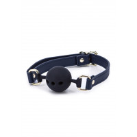 Кляп шар силіконовий NS Novelties Bondage Couture Ball, чорно-синій