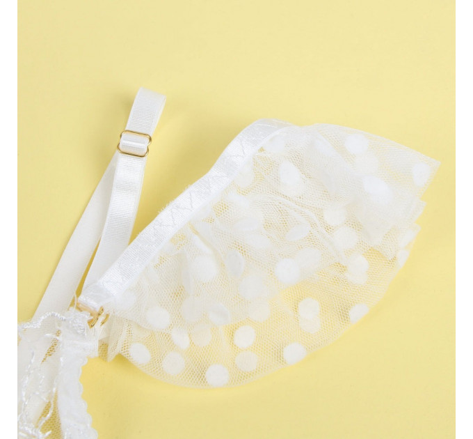 Комплект білизни Star Night ліф, пояс для панчіх та трусики, білий, S