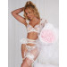 Комплект білизни Star Night ліф, пояс для панчіх та трусики, білий, S