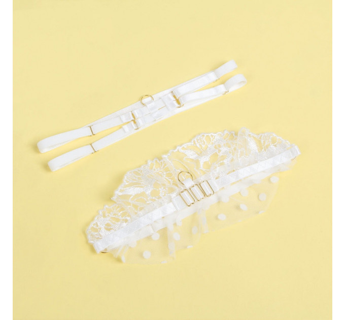 Комплект білизни Star Night ліф, пояс для панчіх та трусики, білий, S