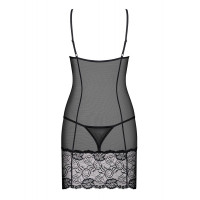 Комплект кружевной Obsessive Alluria пеньюар и трусики, черный, L/XL