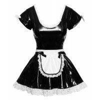 Костюм покоївки Black Level Vinyl Maid's Dress з вінілу, чорно-білий, M