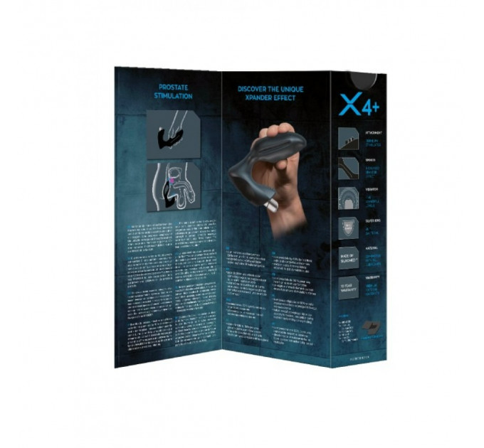 Массажер простаты размер М, XPANDER X4+ rechargeable PowerRocket, черный, 10.5 см