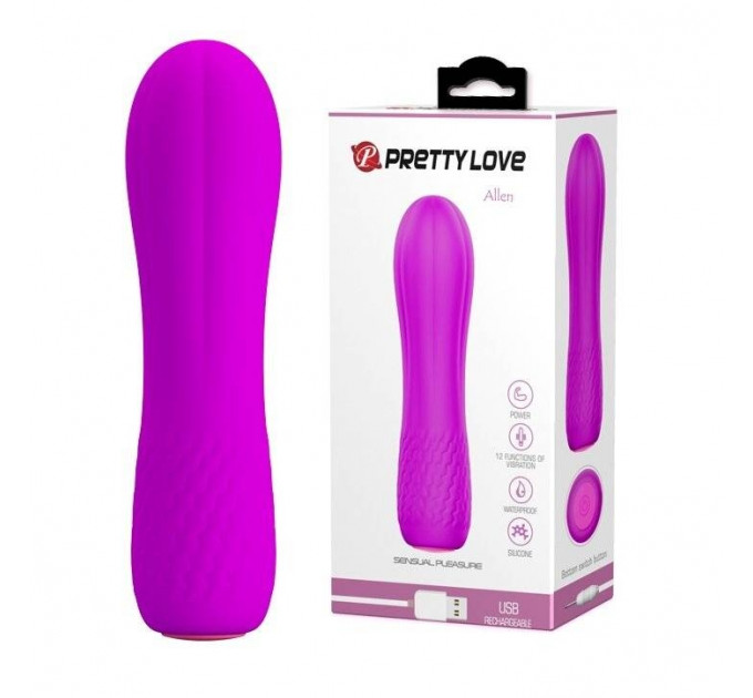 Мини-вибратор Pretty Love Alice, ребристый, розовый, 12 х 3 см