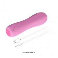 Мини-вибратор Pretty Love Alice, ребристый, розовый, 12 х 3 см
