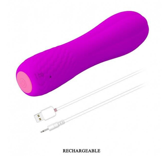 Мини-вибратор Pretty Love Alice, ребристый, розовый, 12 х 3 см