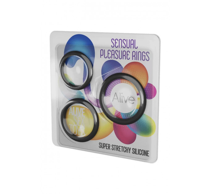 Набор эрекционных колец Alive Sensual Pleasure Rings черные
