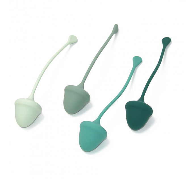 Набор вагинальных шариков Sweet Em, 4 шт с разным весом, зеленые, 2.8 х 14.5 см