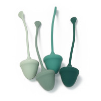 Набір вагінальних кульок Sweet Em, 4 шт з різною вагою, зелені, 2.8 х 14.5 см