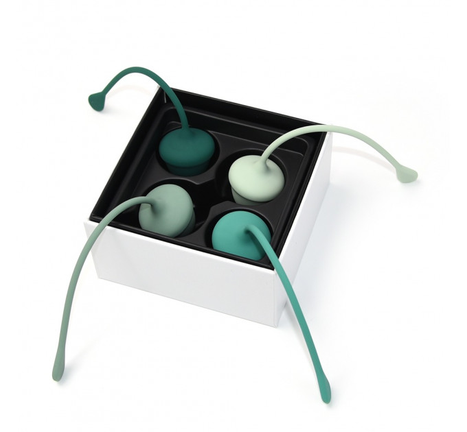 Набор вагинальных шариков Sweet Em, 4 шт с разным весом, зеленые, 2.8 х 14.5 см