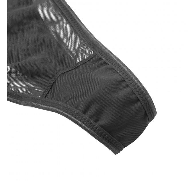 Сукня-пеньюар максі з розрізами Star Night з трусиками, з мереживом, чорна, L