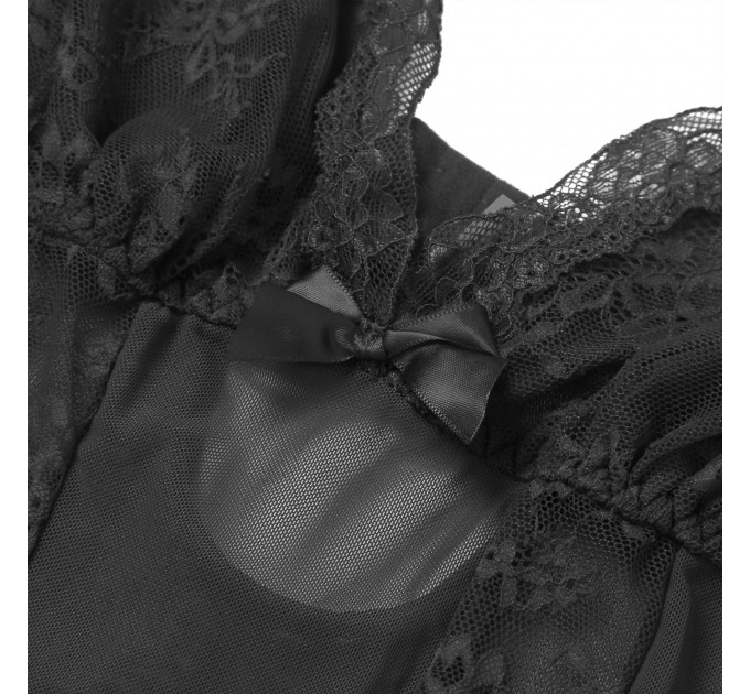 Сукня-пеньюар максі з розрізами Star Night з трусиками, з мереживом, чорна, L
