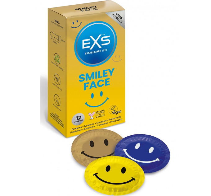 Презервативы классические Exs Smiley FACE со Смайликом на упаковке (цена за упаковку, 12 шт.)