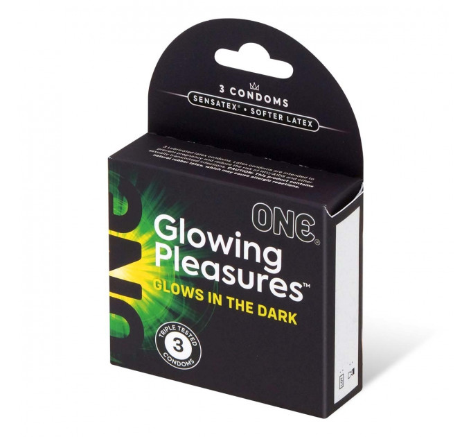 Презервативы флуоринсцентные ONE Glowing Pleasures (цена за упаковку, 3 шт)