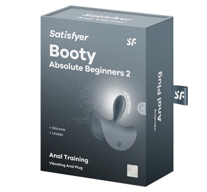 Тонкая, каплевидная пробка Satisfyer Booty Absolute Beginners 2 с вибрацией, серая