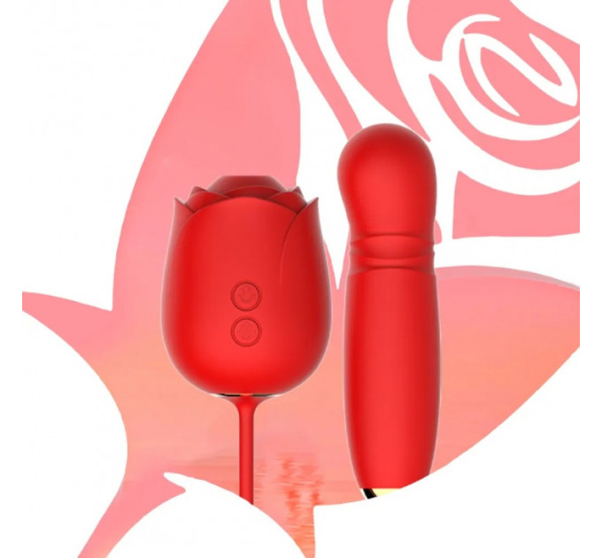 Вакуумный стимулятор в виде розы Every Night Toys с пульсацией, красный