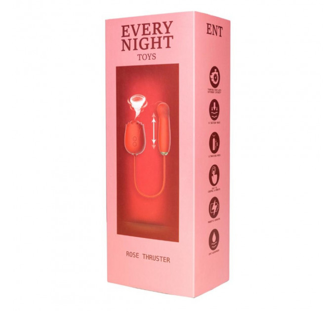 Вакуумний стимулятор у вигляді троянди Every Night Toys з пульсацією, червоний