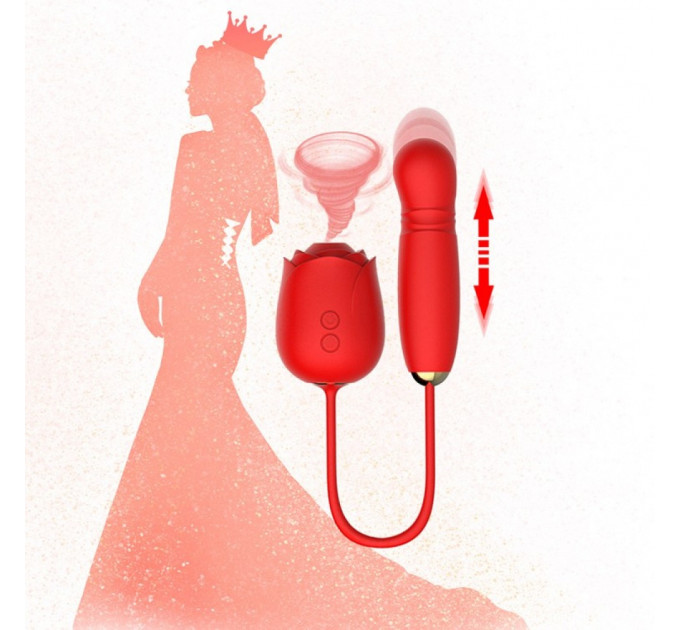 Вакуумный стимулятор в виде розы Every Night Toys с пульсацией, красный