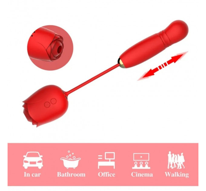 Вакуумный стимулятор в виде розы Every Night Toys с пульсацией, красный