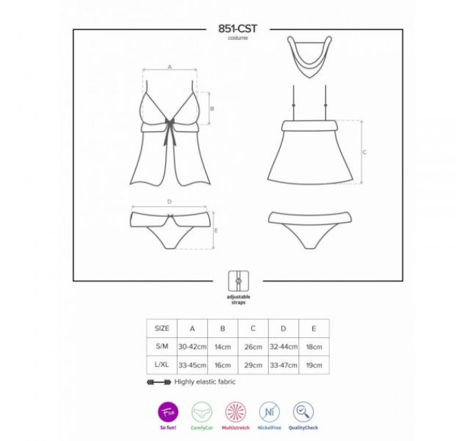 Комплект новорічний 4 предмета Obsessive 851-CST-3 червоний, L/XL