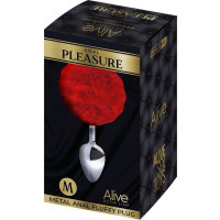 Анальная пробка Alive Anal Pleasure с красным хвостиком, M