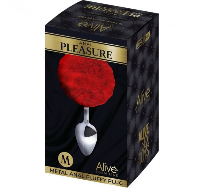 Анальная пробка Alive Anal Pleasure с красным хвостиком, M