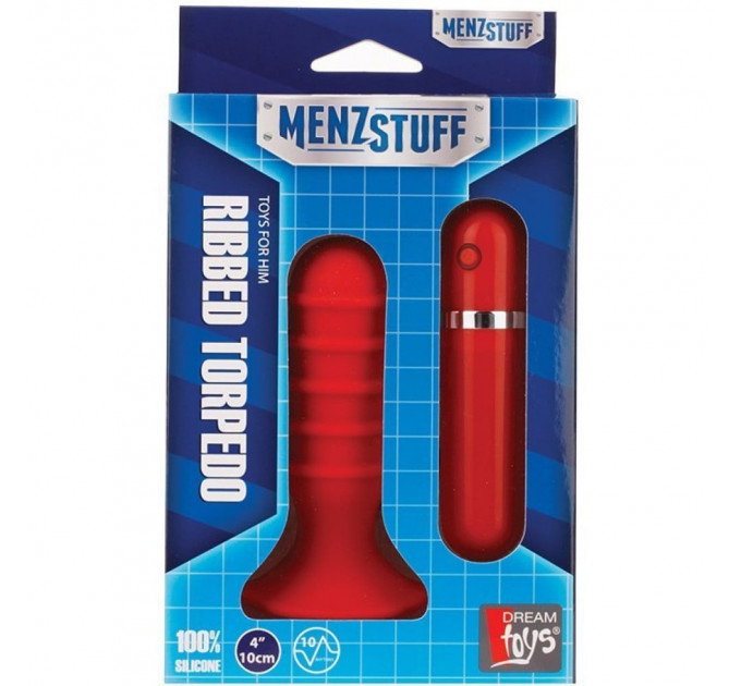 Анальная пробка с вибрацией Dream Toys Menzstuff Ribbed Torpedo, красная