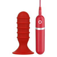 Анальная пробка с вибрацией Dream Toys Menzstuff Ribbed Torpedo, красная