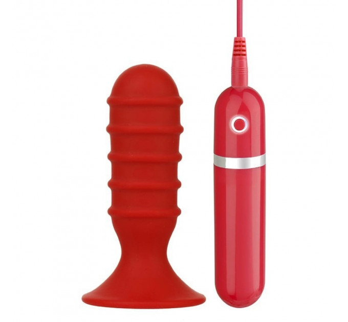 Анальная пробка с вибрацией Dream Toys Menzstuff Ribbed Torpedo, красная
