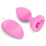 Анальная пробка с вибрацией и пультом управления B-Vibe Vibrating Heart Plug S/M Pink