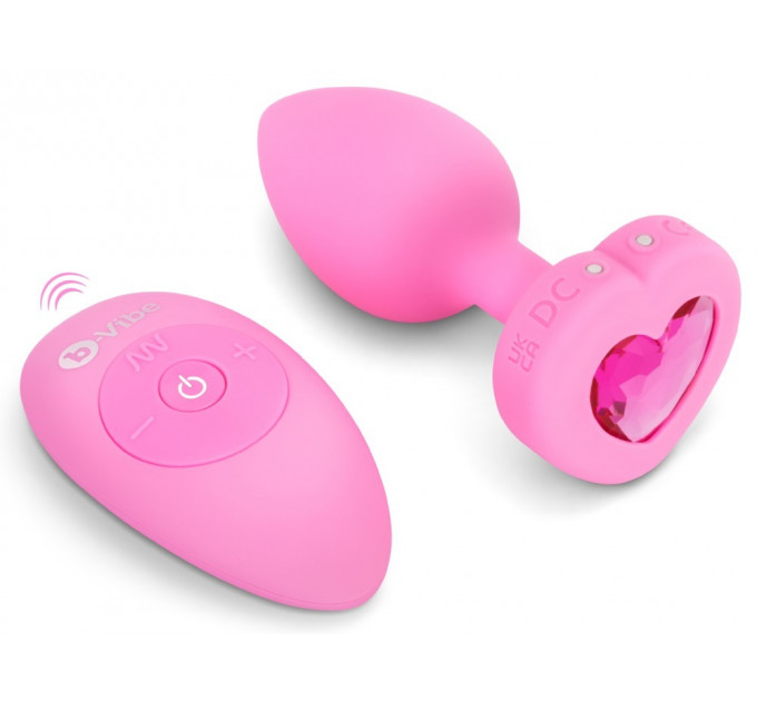 Анальная пробка с вибрацией и пультом управления B-Vibe Vibrating Heart Plug S/M Pink