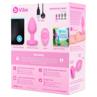 Анальная пробка с вибрацией и пультом управления B-Vibe Vibrating Heart Plug S/M Pink