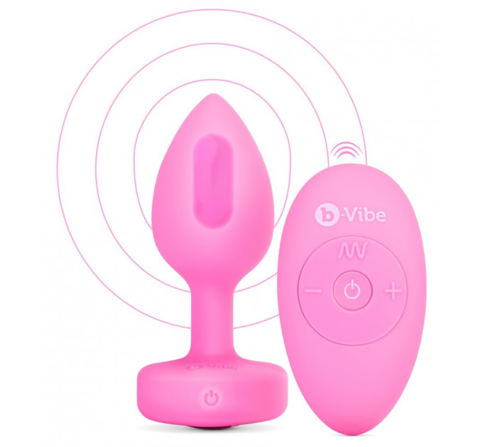 Анальная пробка с вибрацией и пультом управления B-Vibe Vibrating Heart Plug S/M Pink